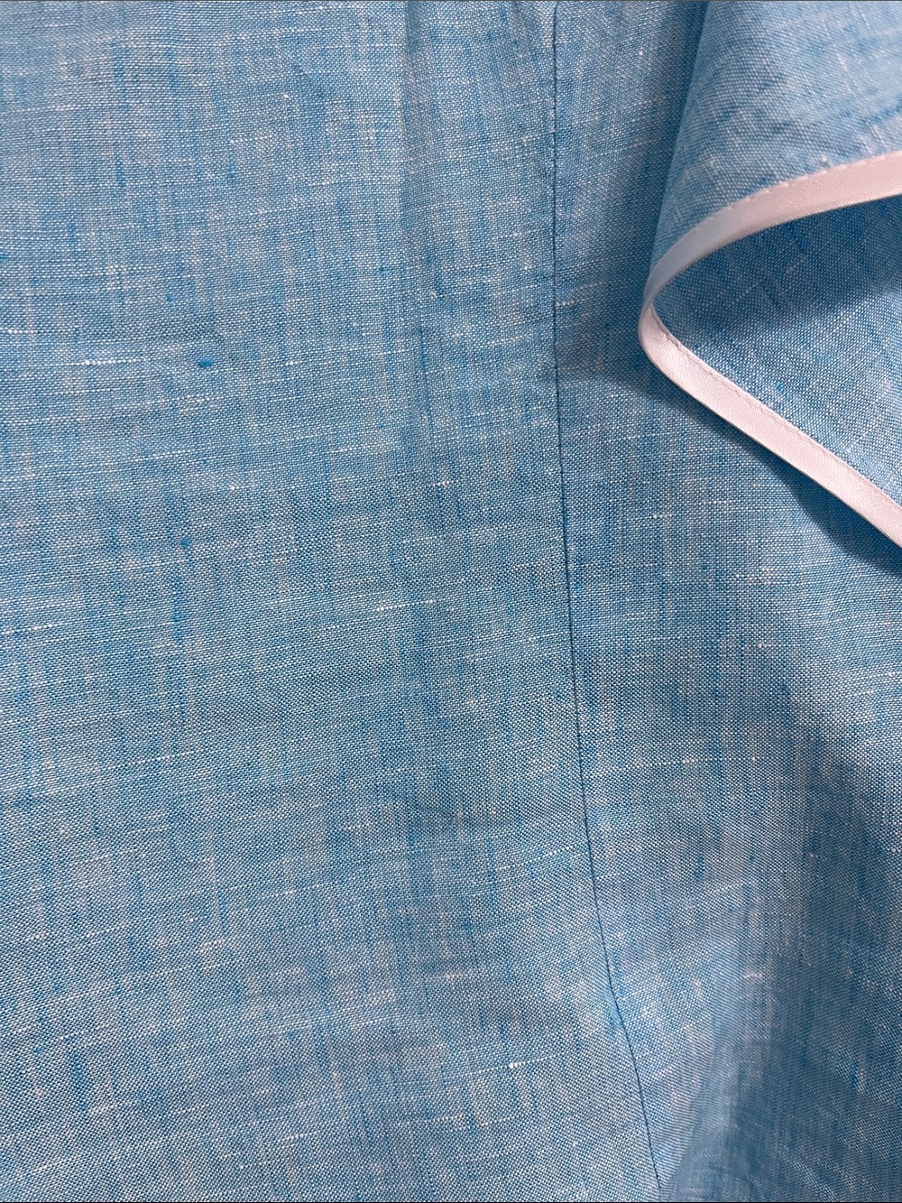 Sky Blue Linen Flutter-Sleeve Blouse - Picture 4 of 7